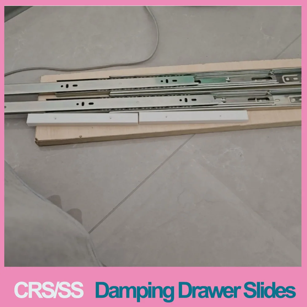 Drawer Rail Cold Rolled Steel/SS Silent Drawer Slides Close Drawer Sliding Track Three sections Cabinet Damping Slide Rail