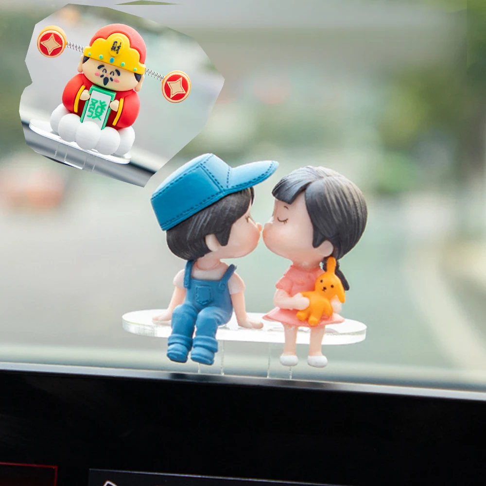 Car Center Console Ornament God of Wealth Blue Couple Skateboard Base Multi Style Skateboard Rail Car Decoration Auto Interior