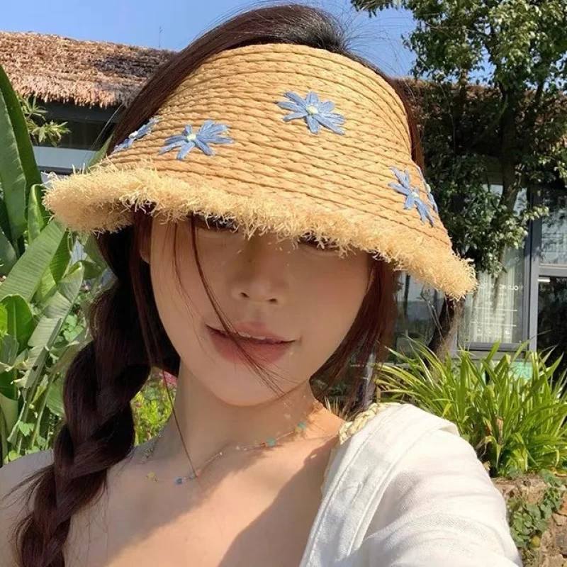 

Custom Summer Women's Visor Hat Ins Outdoor Beach Vacation Hat Versatile Simple Face Slimming Hat