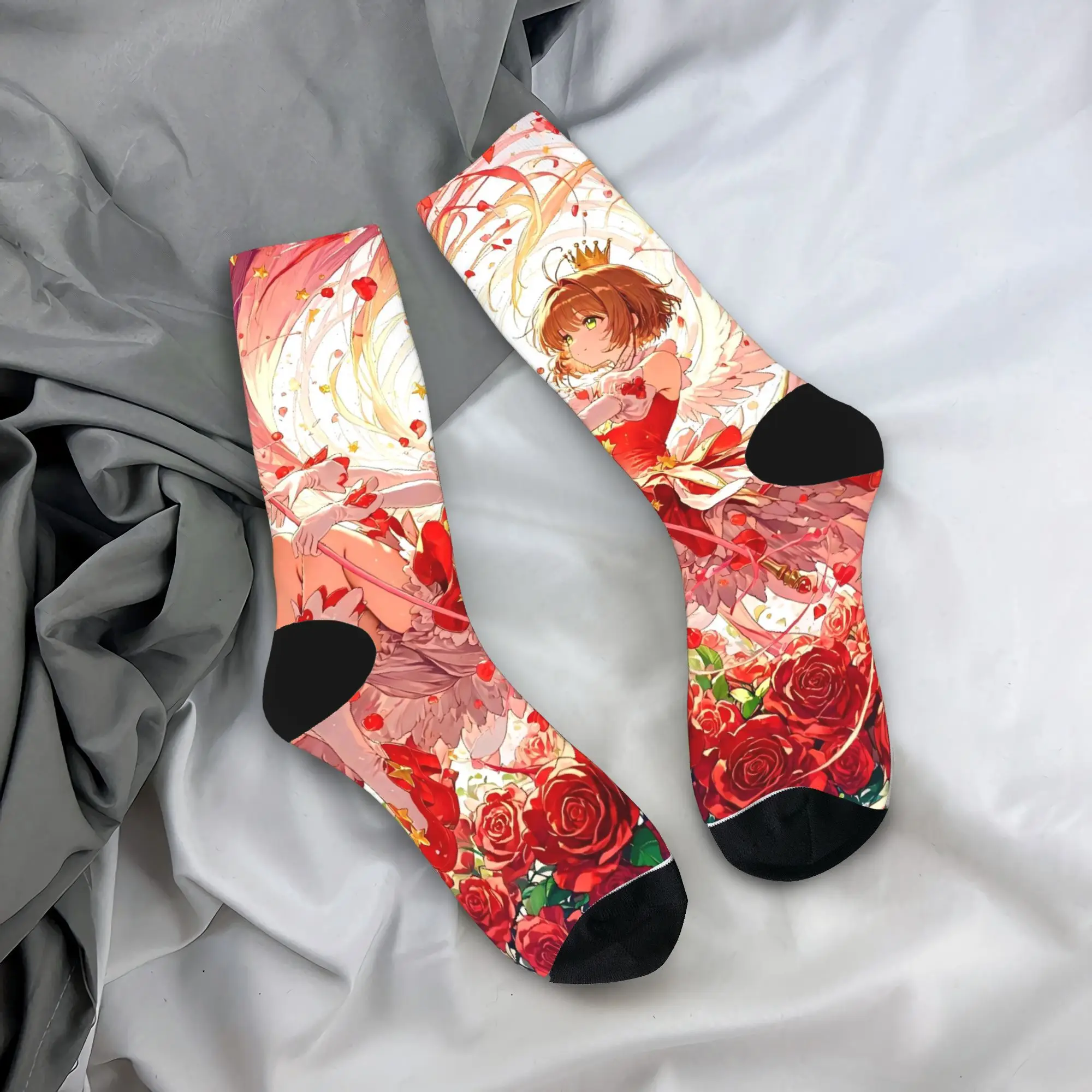 

Anime Cardcaptor Sakura Socks Design Stockings Anti Slip Adults Men Socks Quality Spring Fashion Outdoor Sports Socks