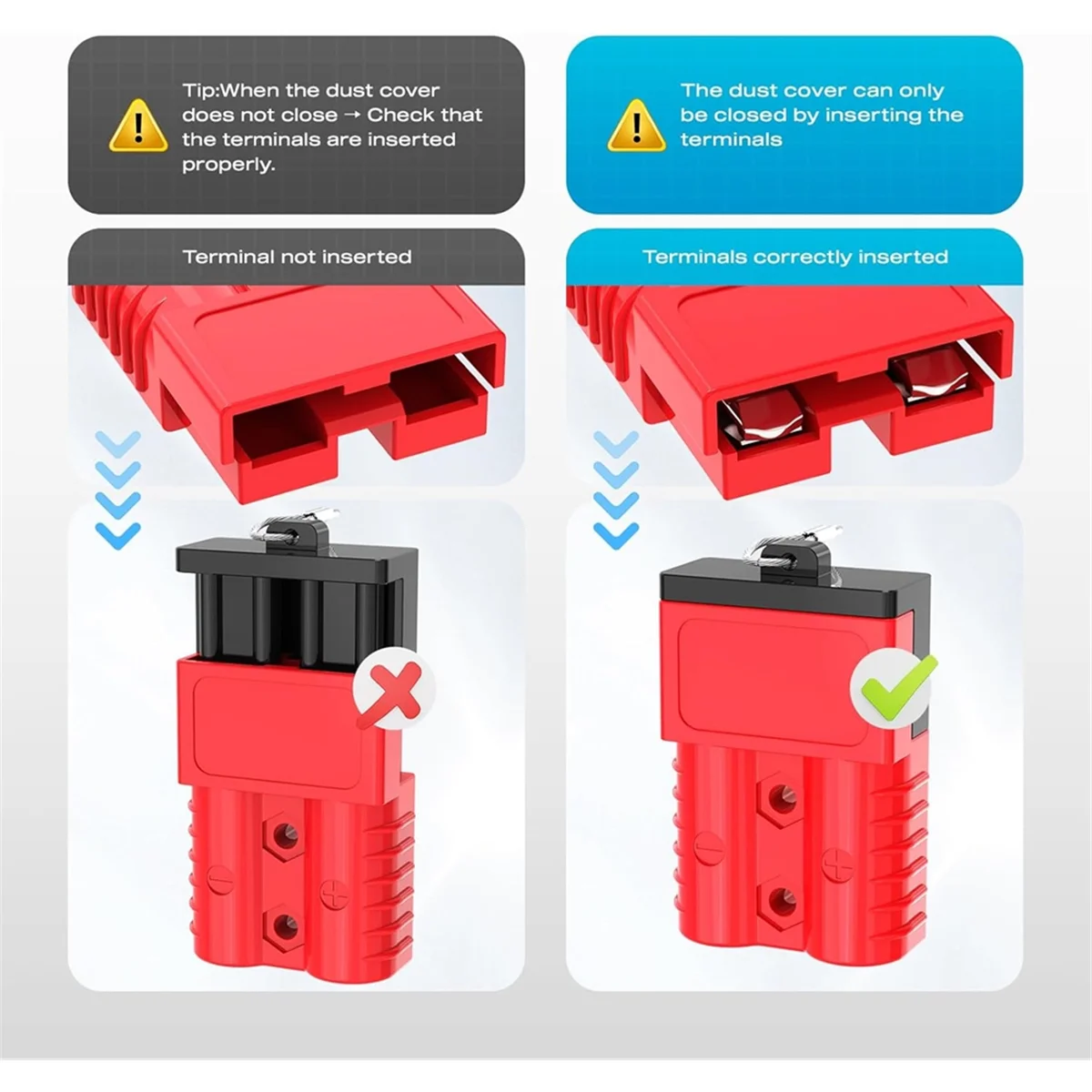 ABNJ Anderson Connector,175AMP 1/0AWG Battery Connection with Hard Cover 12-36V Anderson Plug Winch Wiring Kit for Cable RV A view 6