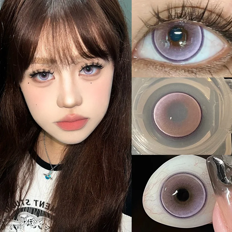 KSSEYE 1 Pair New Colored Contacts Lenses Fashion Blue Lense - 0.00 To - 8.00 Diopter Lenses High Quality Cute Beautiful Pupils