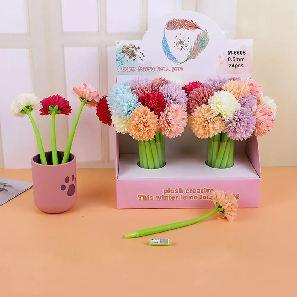 

Neutral Gel Pen Artificial Rose Pens Simulation Rose Flower Signing Signature Pen 0.5mm Quick-Drying Dancing Flower Pen