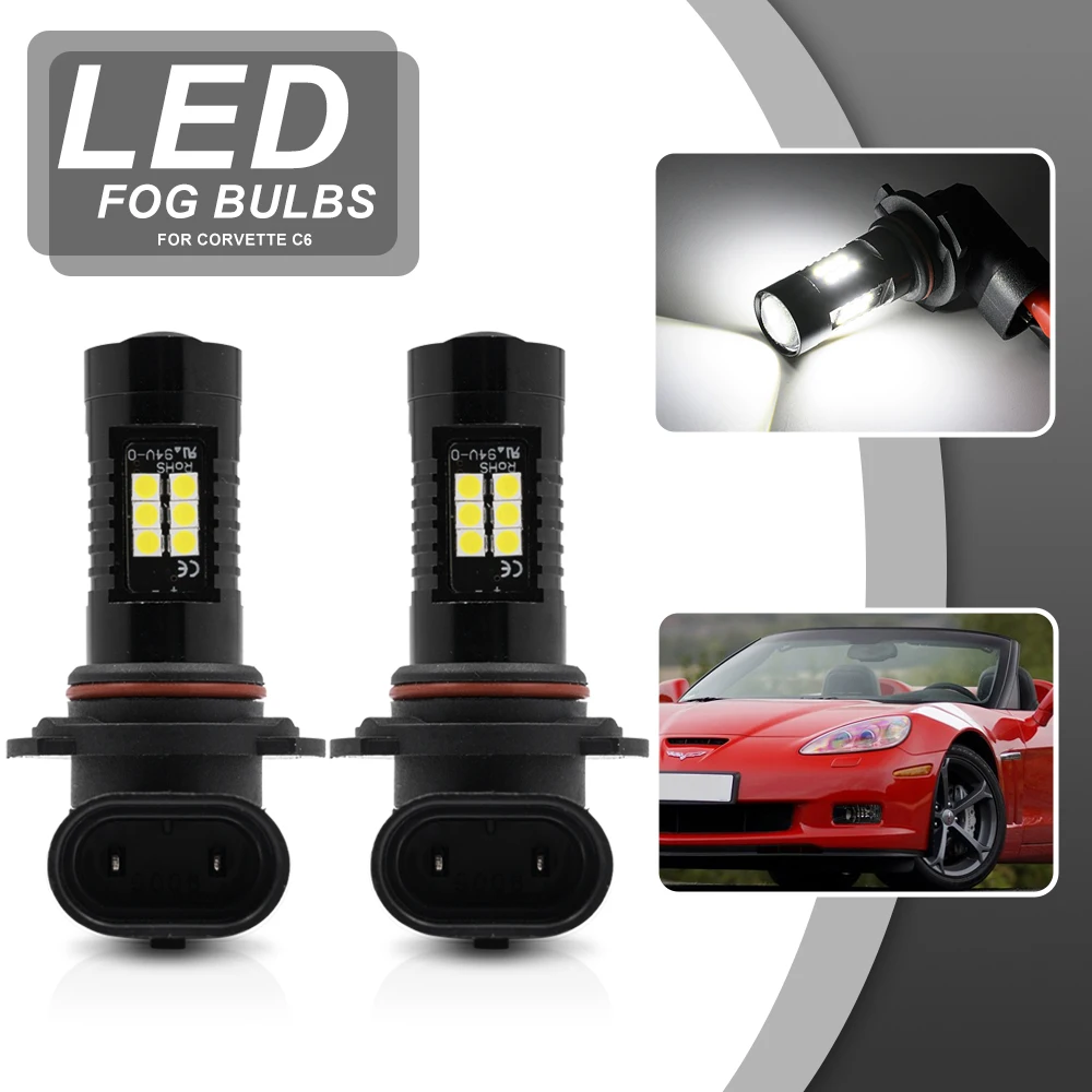 2x Canbus White H10 9145 Led Projector Front Driving Fog Light Bulbs For Chevrolet Corvette C6 2005-2013