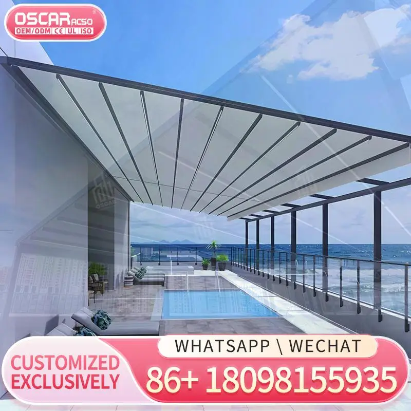 

High Quality Custom Sunshade Electric Aluminium Pergola with Retractable Roof Awning for Garden Outdoor 2 20% Discount Retractab