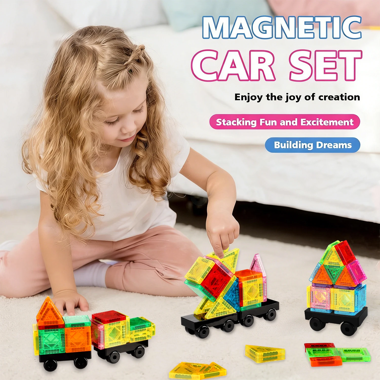 Mini Magnetic Tile Magnetic Piece Toy, with Iron Box for Easy Portability, Magnetic Building Blocks, Can Be Played Anywhere, Easy to Store, Suitable for Holiday and Birthday Gifts