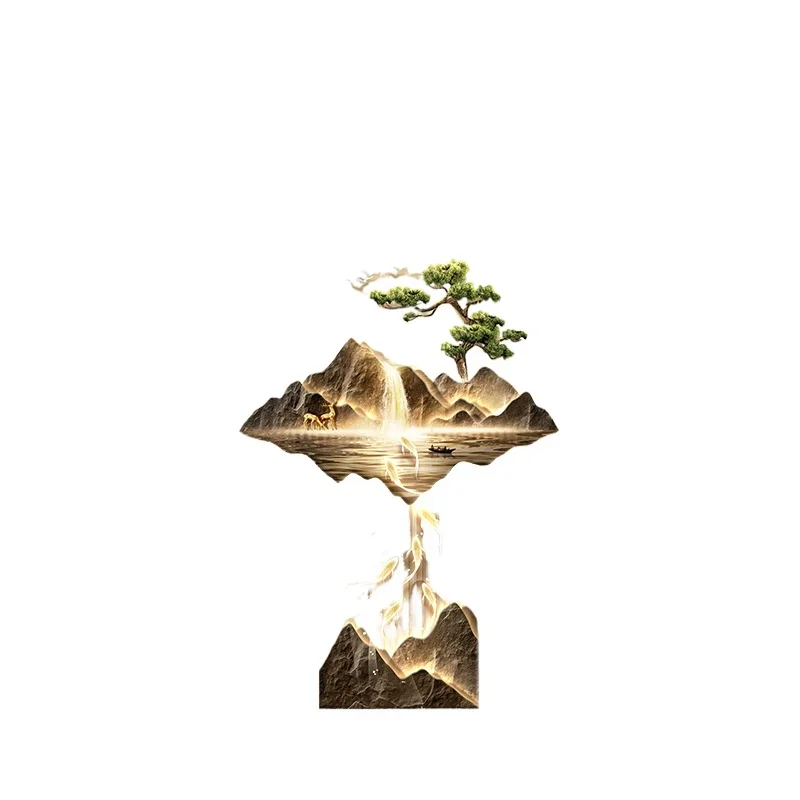 

Entrance decorative painting light luxury atmosphere landscape corridor end hanging painting entrance door living room wall lamp