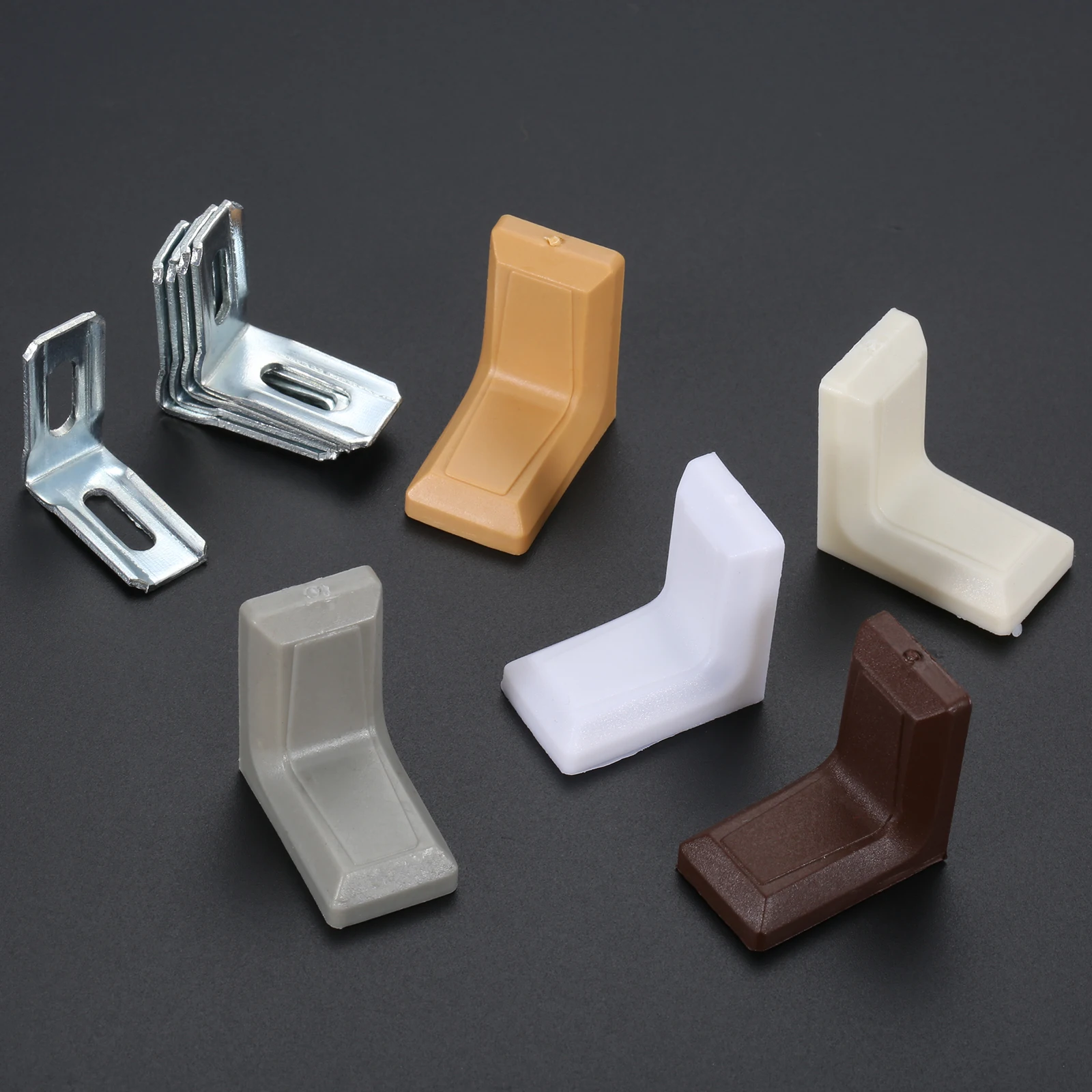 20pcs Plastic Thickened Corner Brackets 90-Degrees Angle Corner Code L Shape Cabinet Connector Furniture Fixing Joining Fittings