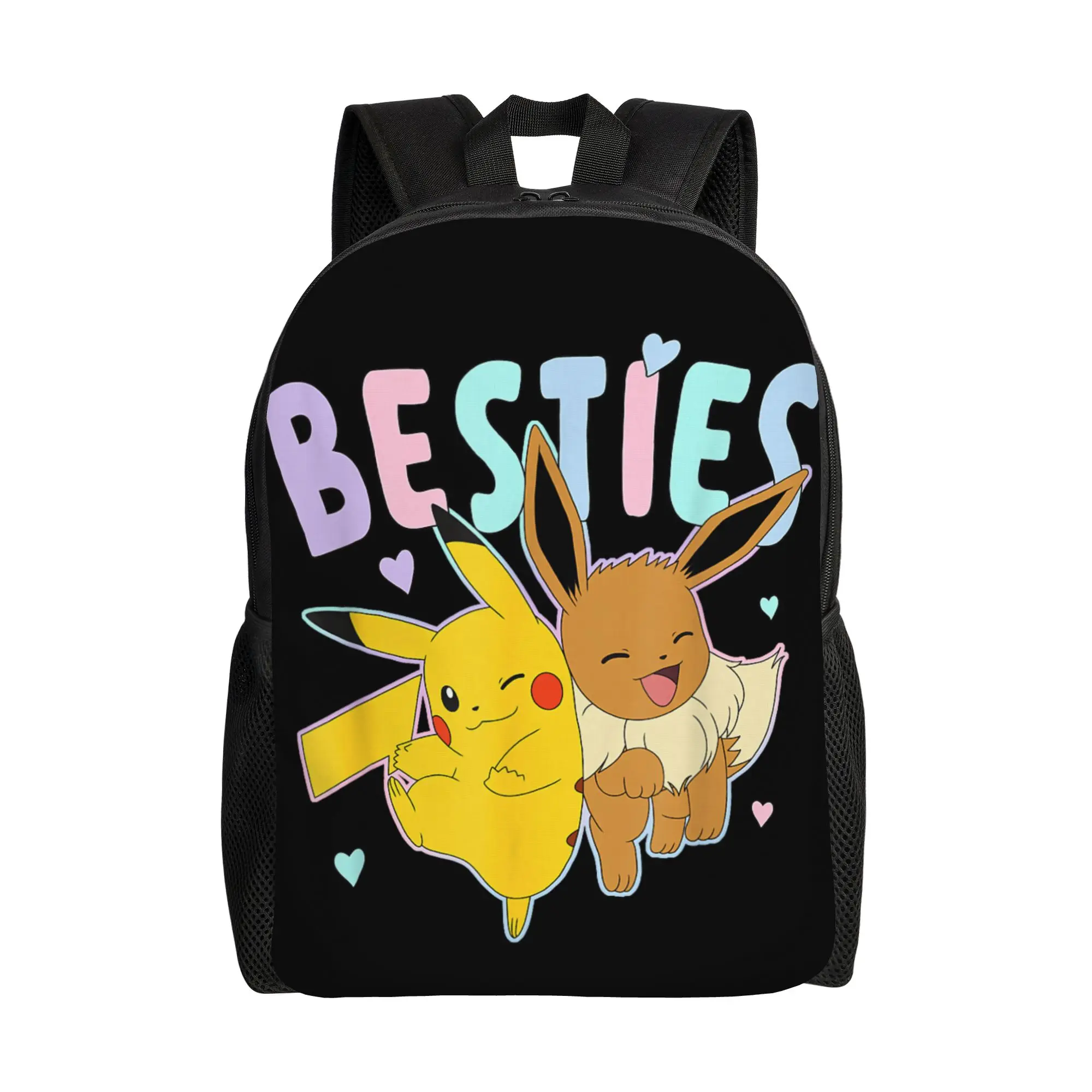 Mochilas Bandai Pokemon Besties Pikachu Eevee Lovely Group Shot Daypack mochila Campus Mochila de grande capacidade