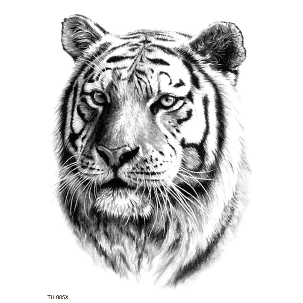 

Временные татуировки для мужчин в стиле Wash Painting: водостойкие переводные наклейки с тигром, львом, волком, для самостоятельного нанесения