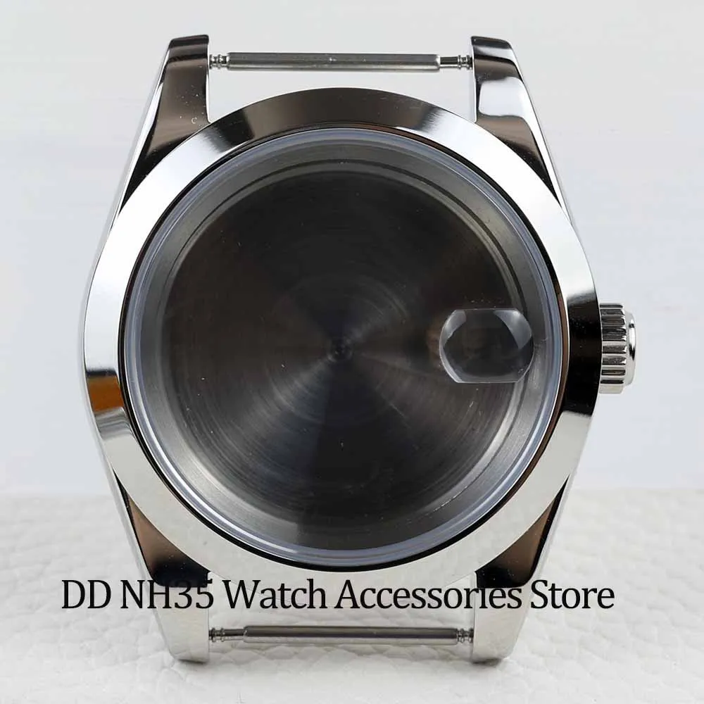 36mm /39mm Silver Men's Watch Cases Sapphire Stainless Steel 100m waterproof fit NH35 NH36 Movement 28.5mm Dial Hot Sale