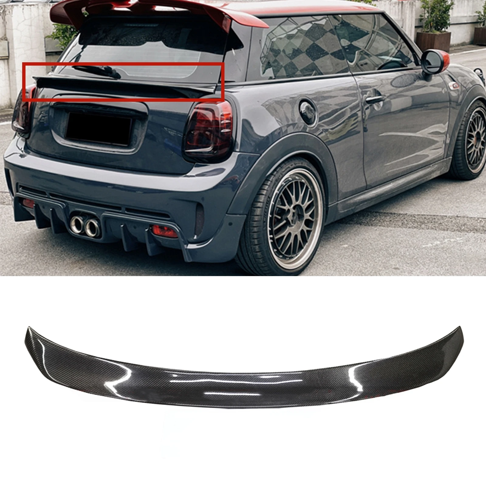 

For Mini Cooper F55 2013 2014 2015 2016 2017 2018 Rear Center Spoiler Lip Wing Carbon FiberTail Gate Trunk Middle Splitter Trim