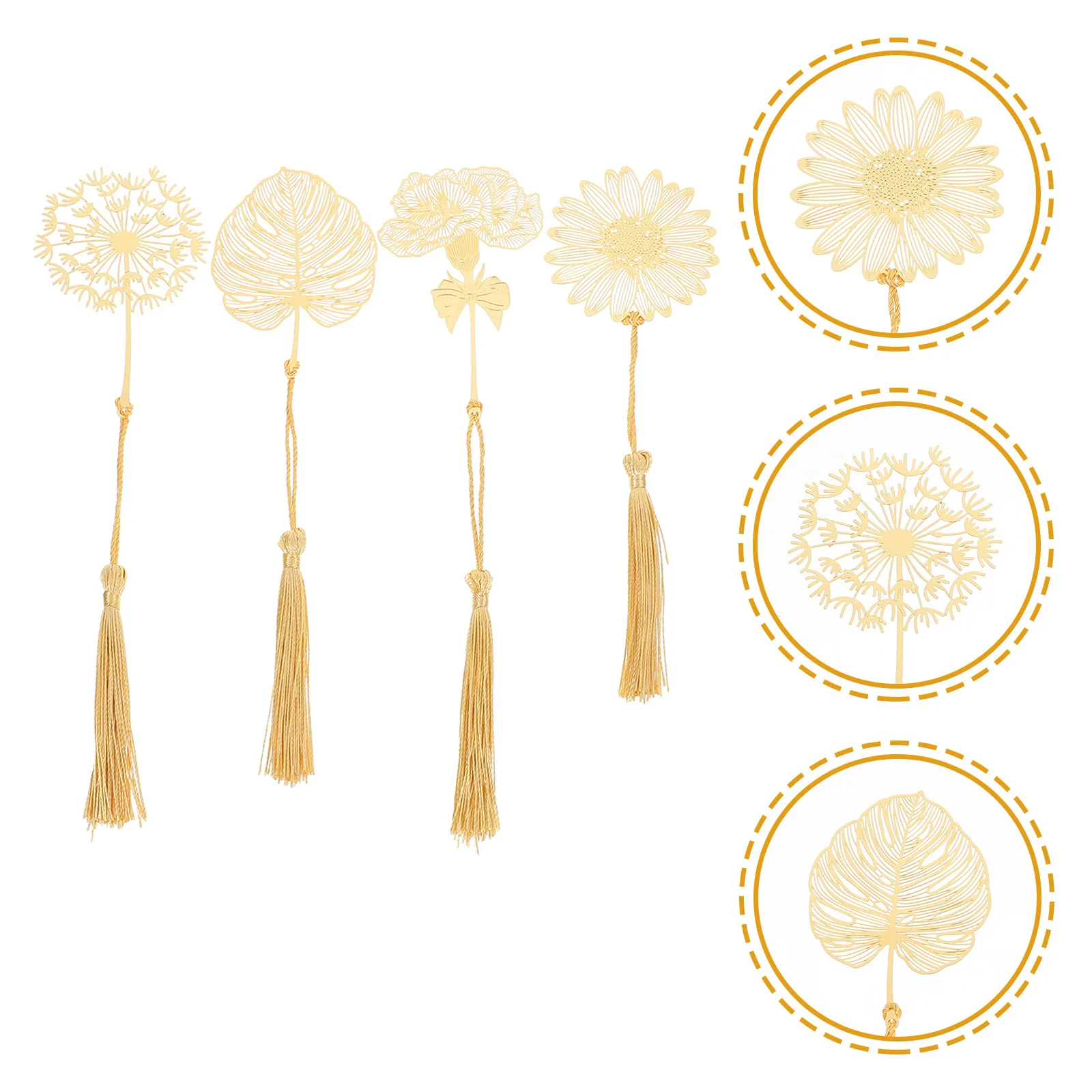 

4pcs Metal Tassel Bookmark Retro Book Mark Delicate Pendant Page Marker For Readers Writers Students Teachers Decorative