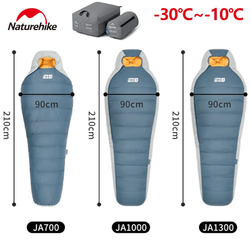 Naturehike J Series Goose Down Sleeping Bag Ultralight Camping Hiking Mummy Winter Warm 850FP Sleeping Bag Waterproof Portable