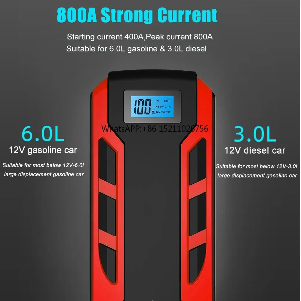 High Power Car Jump Starter 12V 37000mWh Jump Box 2000A Jump Starter Power Bank Portable 12V Car Battery Booster Pack