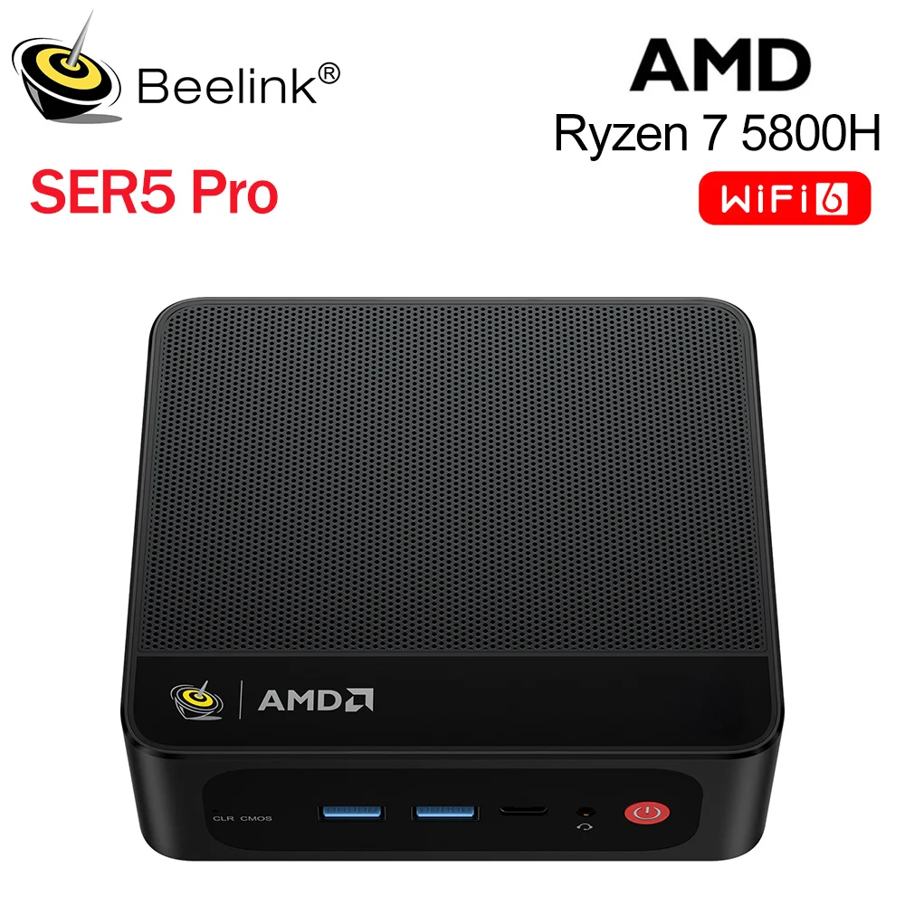 Beelink Ryzen 7 5800H SER5 Pro Max, PC Mini AMD DDR4 RAM 16GB 500GB NVME SSD mendukung WiFi6 4K HD layar tiga komputer Desktop