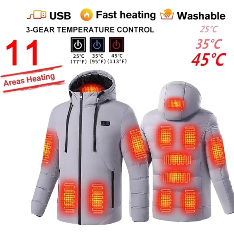 11 Areas Heated Jacket Mens Jacket Waterproof Heating Jacket Men Warm Winter Jackets For Men Parkas Coat Tactical