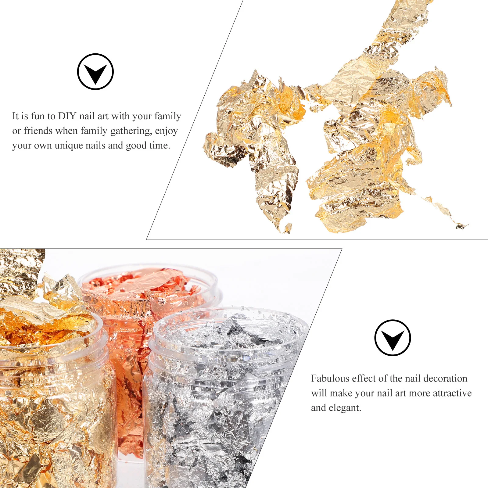 Flocons de feuille d'or pour Nail Art, décoration pour bricolage, manucure, dorure, fournitures de décoration d'ongles, paillettes