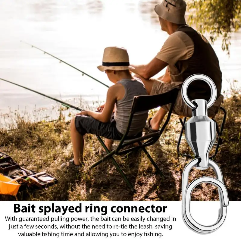 Émerillons de pêche à anneau solide en acier inoxydable, connecteur à roulement à billes, matériel de pêche