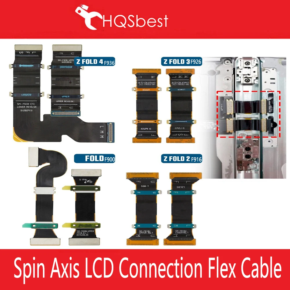 Rotating Spin Axis  Spindle Hinge Flex Cable For Samsung Galaxy Z Fold 1 2 3 4 5G F900 f916 f936 f946