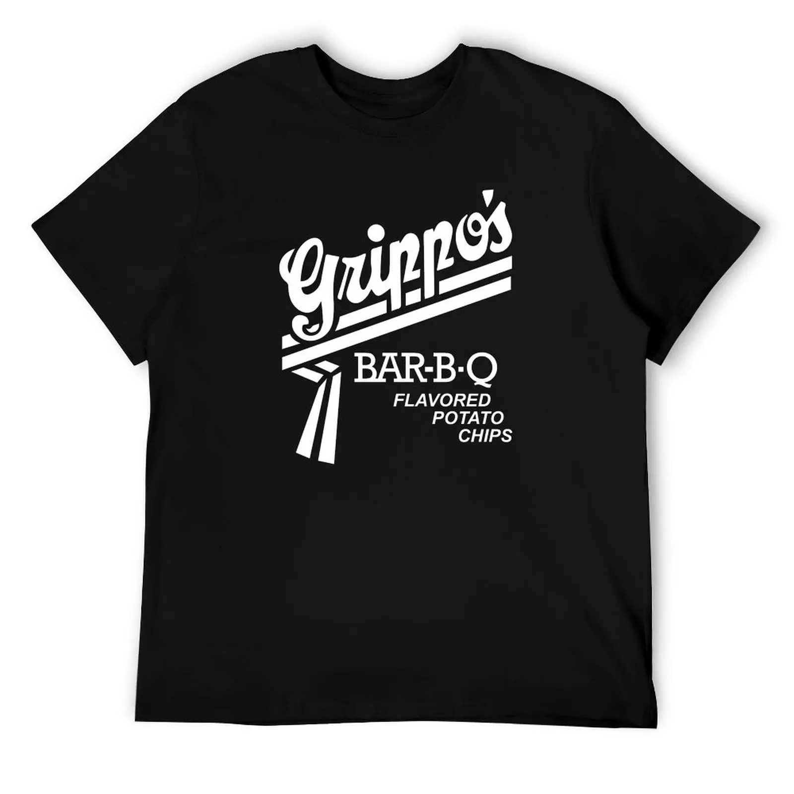 Grippo's bar-b-q patatas fritas con sabor camiseta blanca Camiseta de algodón 100% camisetas gráficas para hombres Camiseta