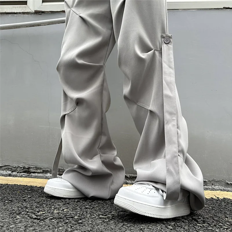 Streetwear Cargo Pants Women 2023 New Design High Waist Elastic Pleated Straight Hip Hop Black Pants Baggy Trousers