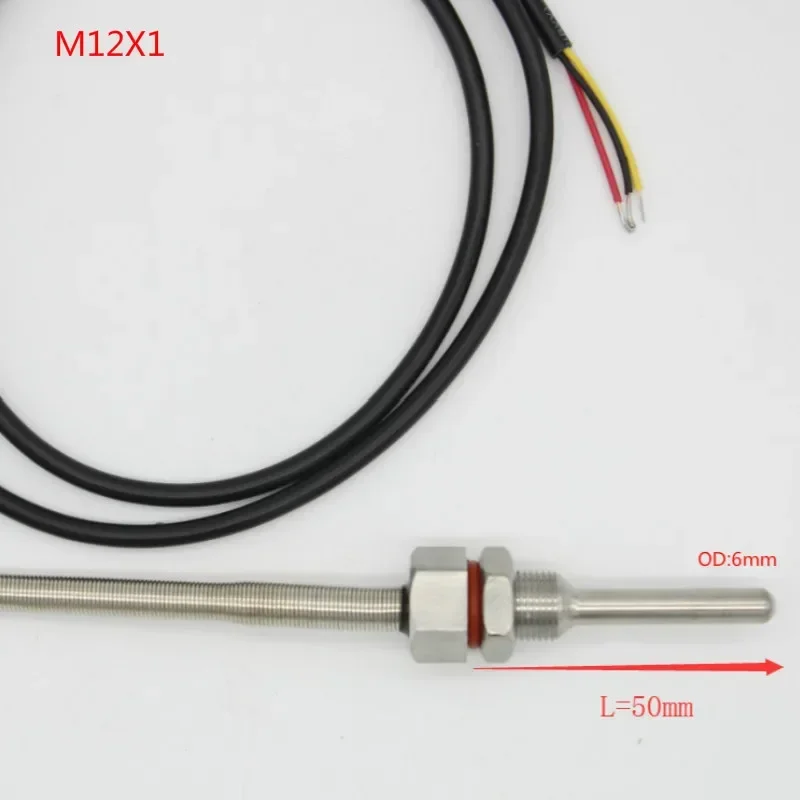 PT1000/PT100 SUS304 Temperature Sensor G1/2 1/4 3/4 M8X1.25 M10X1.5 M12X1 Thread 1M PVC 3-Core Wire Stainless Steell