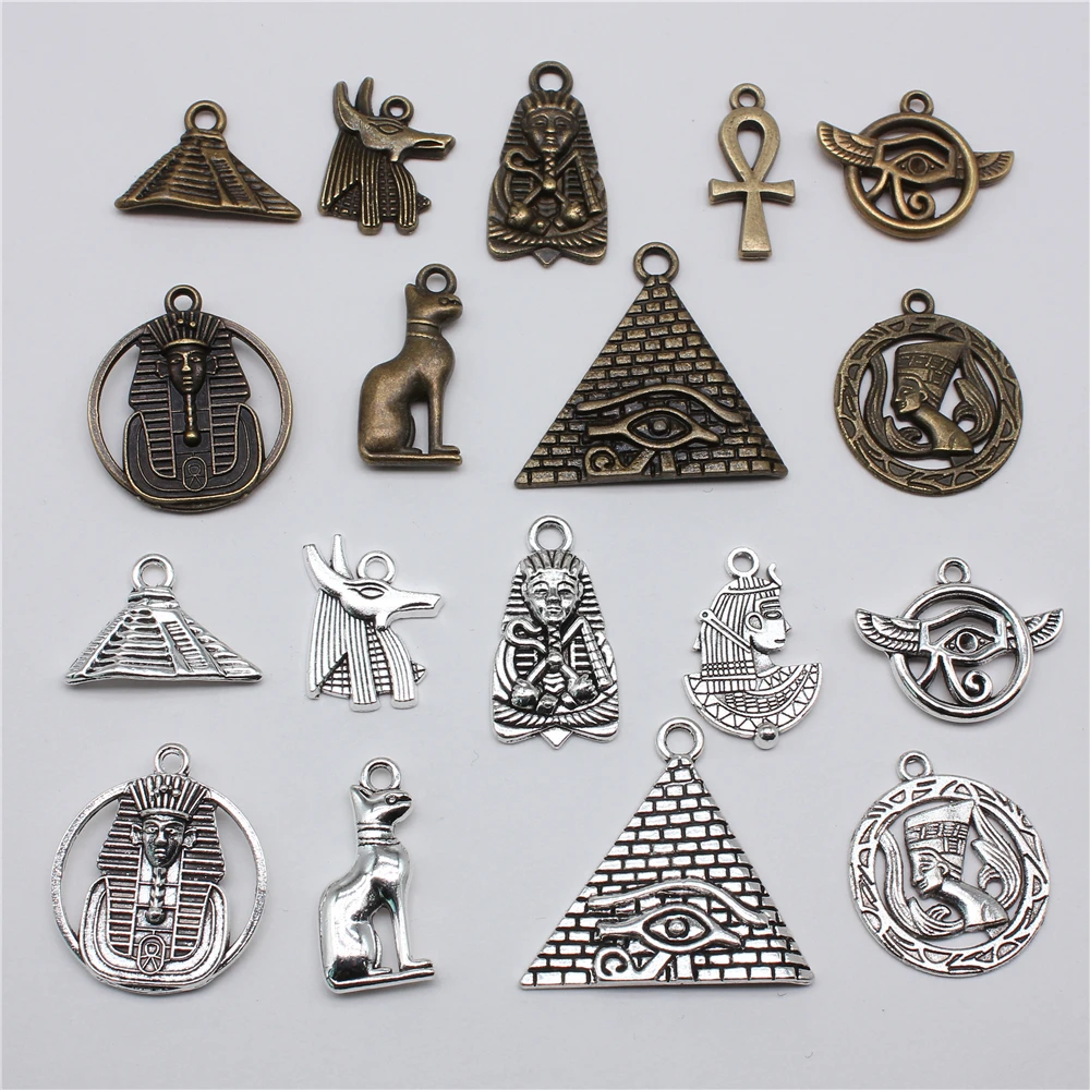 10pcs Mysterious Ancient Egyptian Pyramid The Eye Of Horus God Of Death Anubis Bastet Charm For Keychain Making Bracelet Making