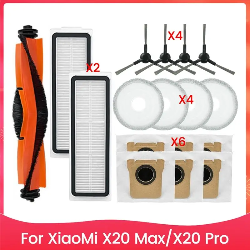 

ABMO Accessories Kit For Xiaomi X20 Max/X20 Pro Vacuum Cleaner Parts Main Side Brush Filters Mop Cloth Dust Bag