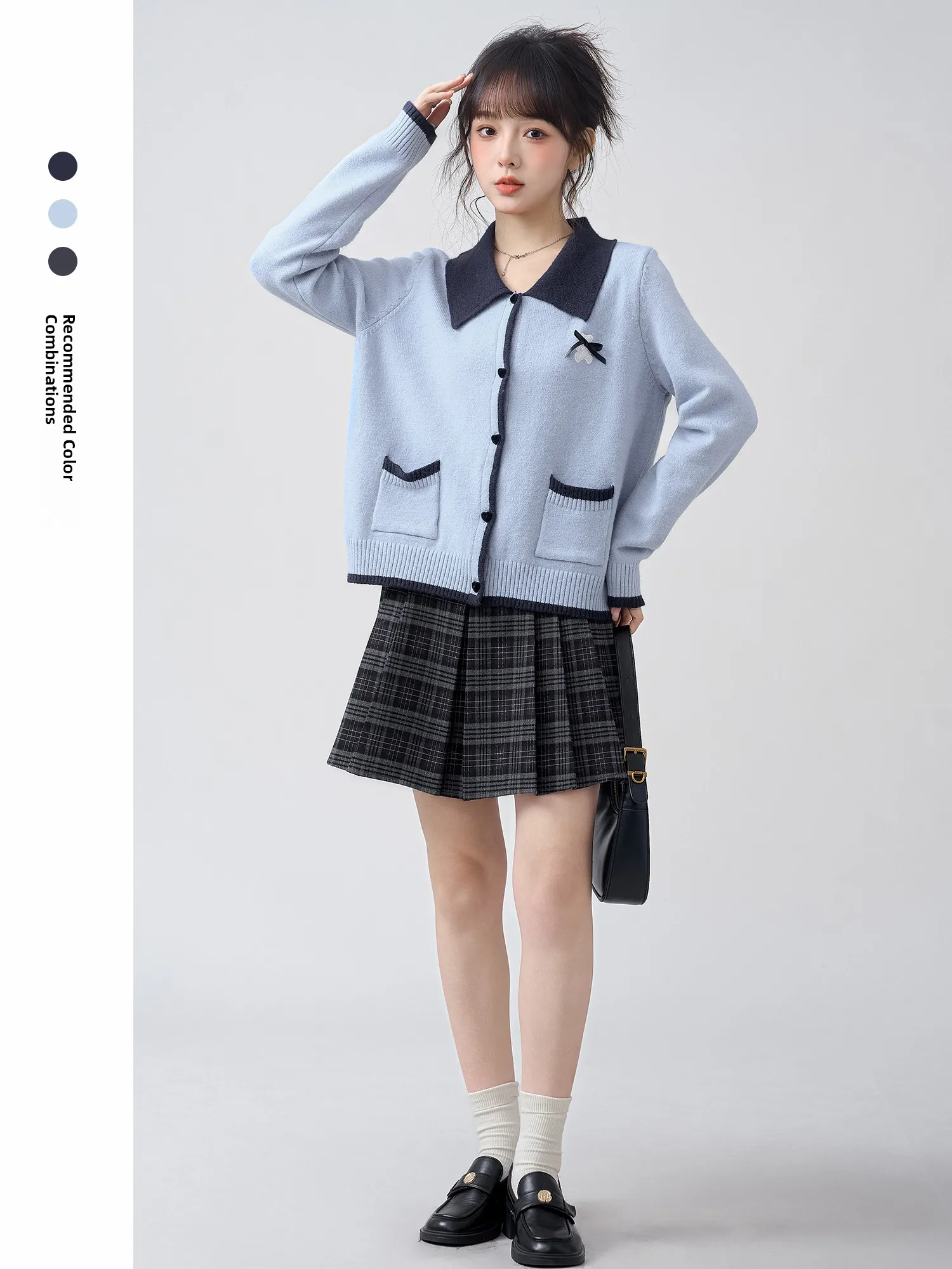 

Синий вязаный свитер с узлом, пальто, женский весенне-осенний новый кардиган, внутренняя одежда, повседневная удобная свободная посадка