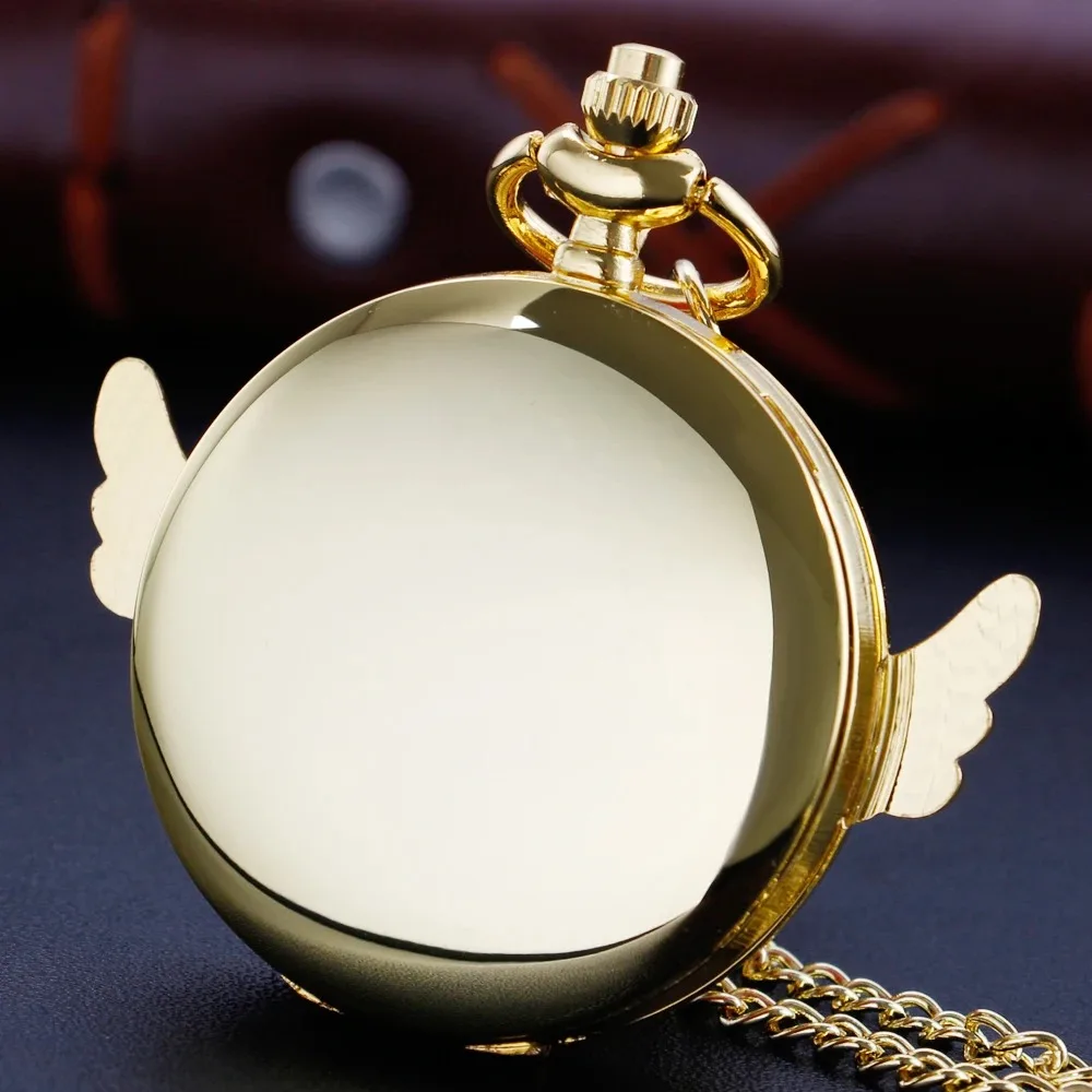 Classic Sailor Cute Pink Wing Design Quartz Pocket Watch for Women Children Personalised Pendant with Chain Gifts Reloj Hombre