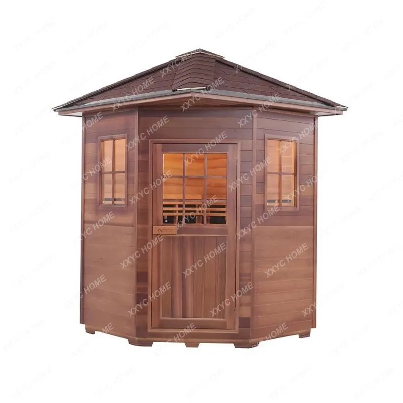 XXOutdoor Traditional Steam Sauna Large Size Real Wood With Wood Burning Stove For Garden Backyard  Person Room