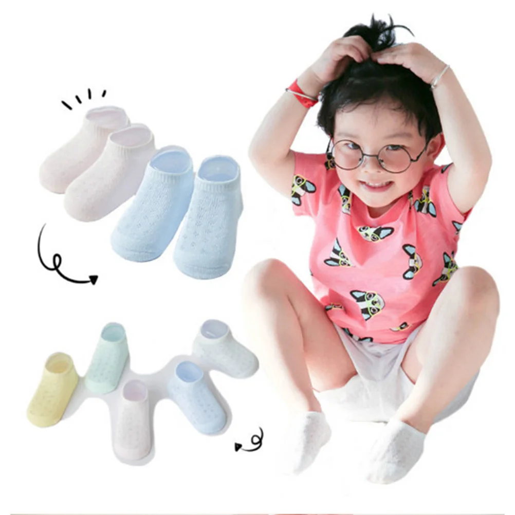 

5 Pairs Baby Socks Ultra Thin Breathable Sweat Absorbent Comfortable Casual Ankle Low Cut Mesh Stockings for Kids Spring Autumn