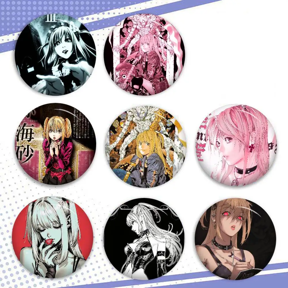 Botones Personalizables de Anime Misa D-Death N-Note de 32/44/58 mm, Lindos, Divertidos y Creativos, Joyería Decorativa, Regalos para Amigos