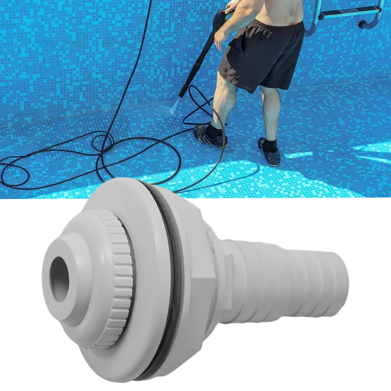Above Ground Complete Return Jet Fitting With Gasket And Adapter For Swimming Pool Vinyl Liner 1 1/2 Male Hose Adapter