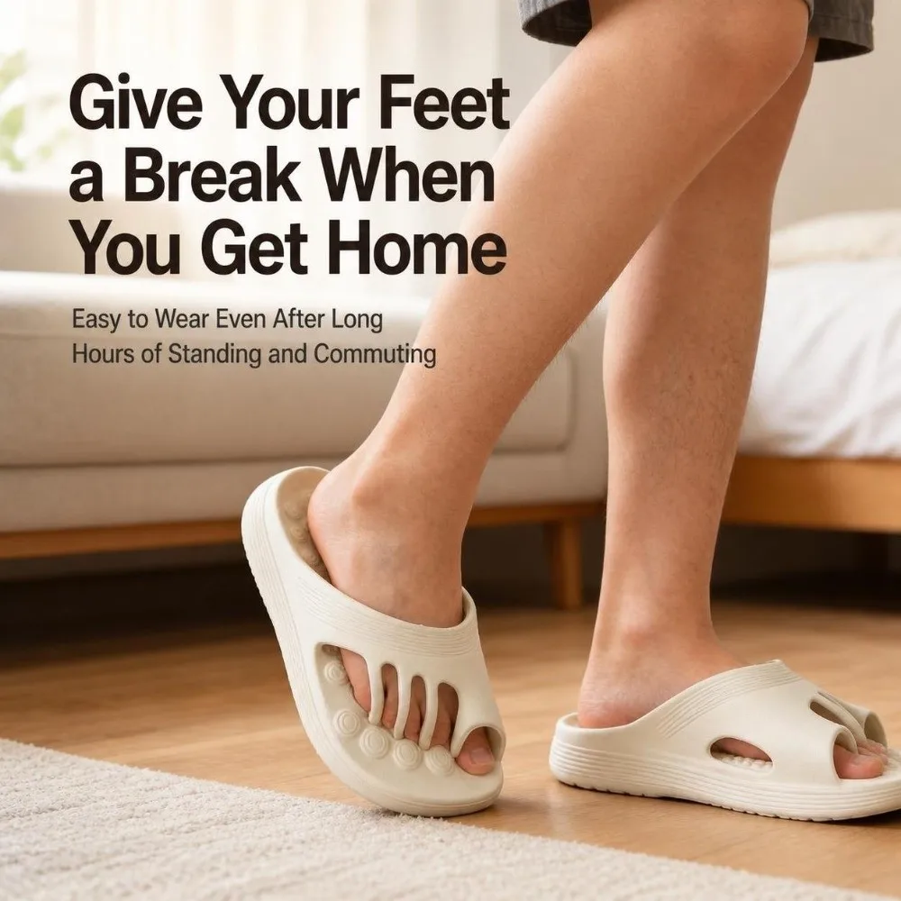 Bunion Relief Five Toe Separator Slippers Massage Non-Slip Arch Support Slippers Open-toe EVA Bunion Friendly Slippers Unisex