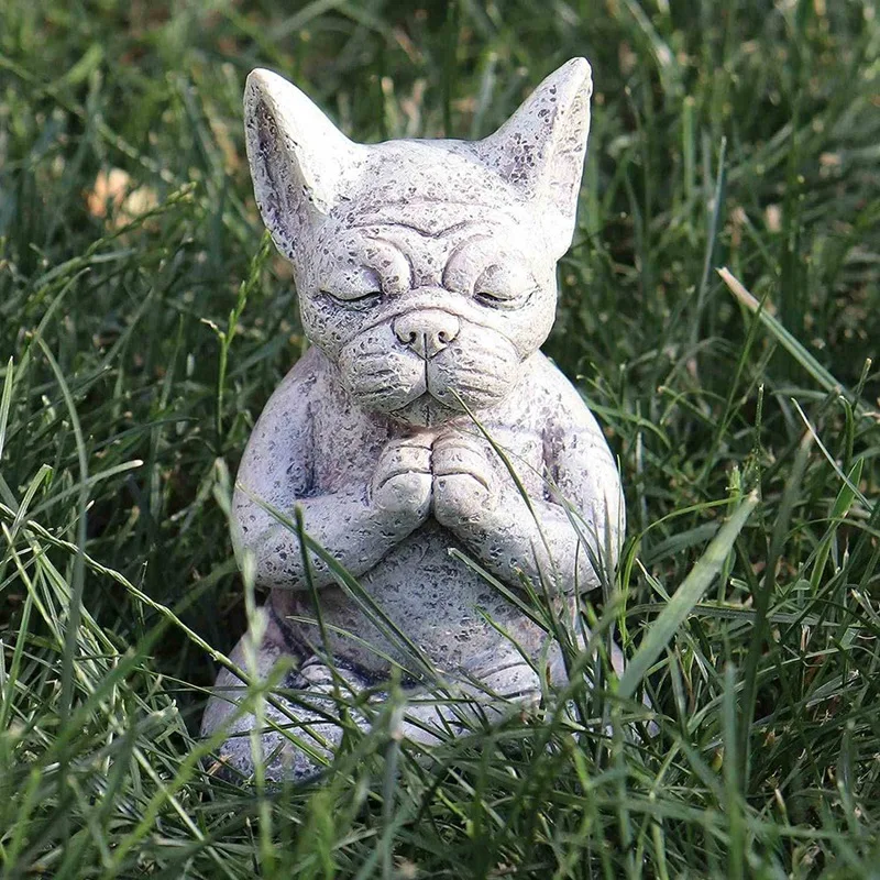 Meditating Dog Statue Buddha Meditating Bulldog Resin Ornament,Yoga Bulldog Ornament