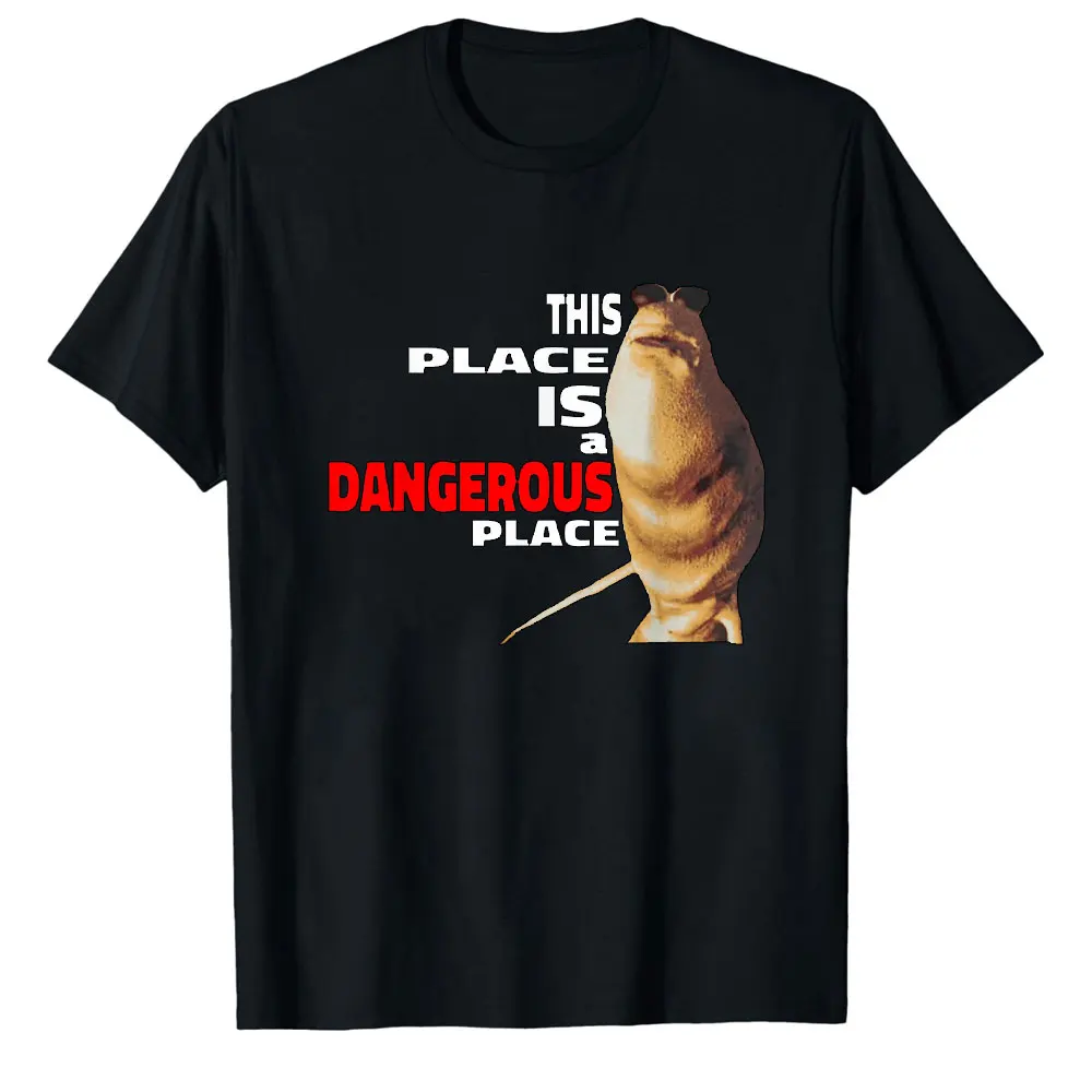 Marcus The Worm Graphic Meme T-Shirt Funny THIS PLACE IS DIHGSROUS PLACE Print Vintage TShirt Men's Cotton T-shirts Short Sleeve