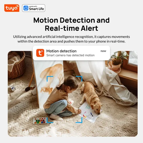 Imagen 2 del producto Cámara de seguridad inteligente para interiores/exteriores, 5G y 2,4G, Tuya, para el hogar, cámara para bebés/ancianos/mascotas con aplicación de teléfono, visión nocturna en Color, Audio bidireccional