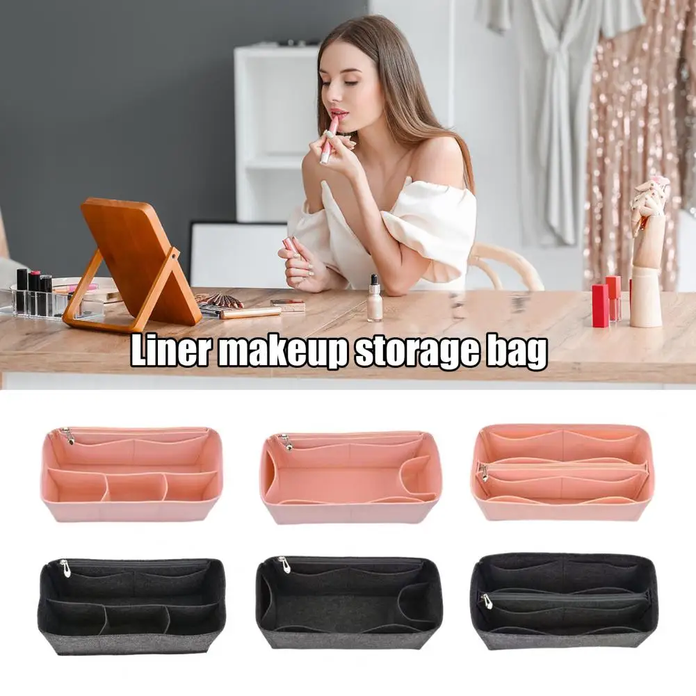 Soft Tote Bag Organizer Tote Bag Insert Organizer with Multiple Pockets Felt Makeup Phone Holder Protector for Purse Handbag