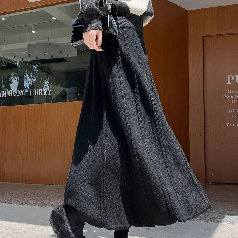 

2025 Autumn Winter New High Waist Long Loose Warm Casual Super Fairy Half Skirt