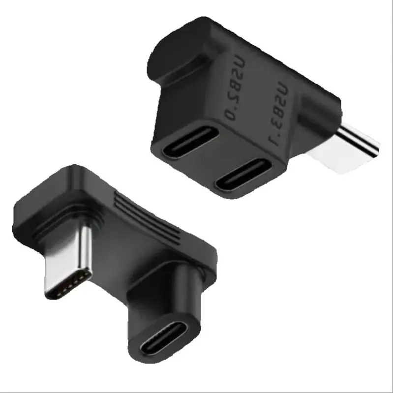180 Degree U-shaped 100W USB 3.2 Type C 1 to 2 Male to female Adapter OTG 10Gbps Fast Data 4K Tablet USB-C Charging Converter