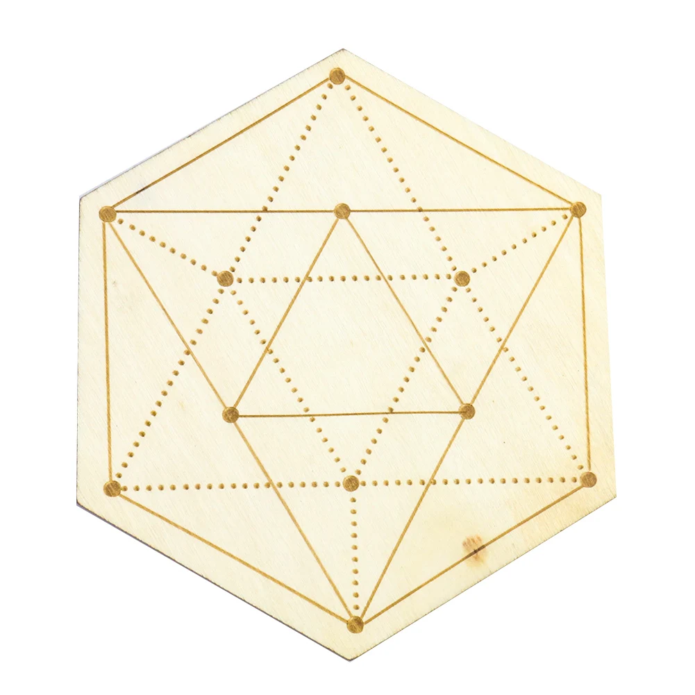 2PC Star of David Hexagram Metatron Archangel Wooden Laser Hexagon Coaster Crafts Crystal Divination Altar Witchcraft Heal Decor