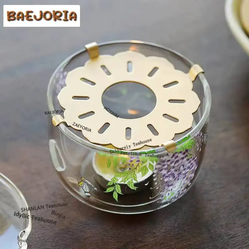 High Borosilicate Glass Wisteria Tea Warmer Holder Alcohol Burner Stove Kettle Stand Boiling Water Carbon Furnace Tea Services