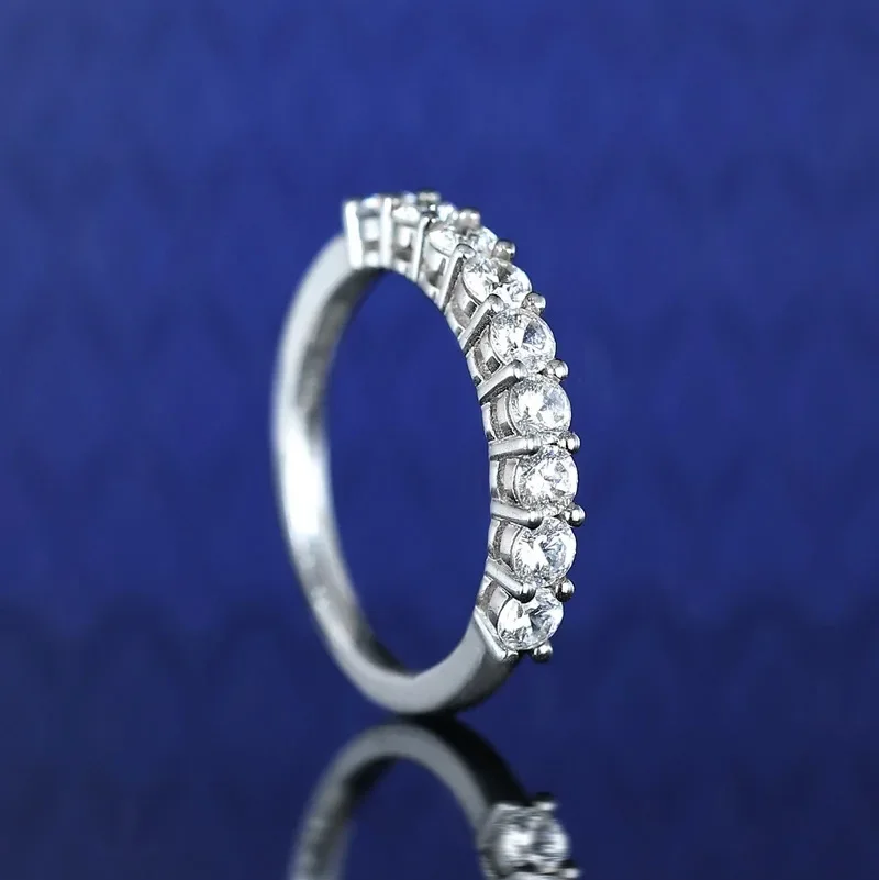 New Minimalist Design 9-stone Index Finger Ring for Women S925 Silver Internet Famous Diamond Ring, 9-row Diamond Ring