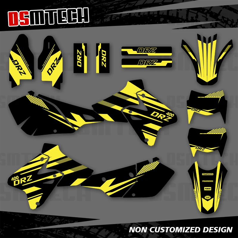 

DSMTECH для SUZUKI DRZ400 SM S E DRZ 400 SM S E 2000-2020 полная графика наклейки мотоциклетный фон индивидуальный номер 003