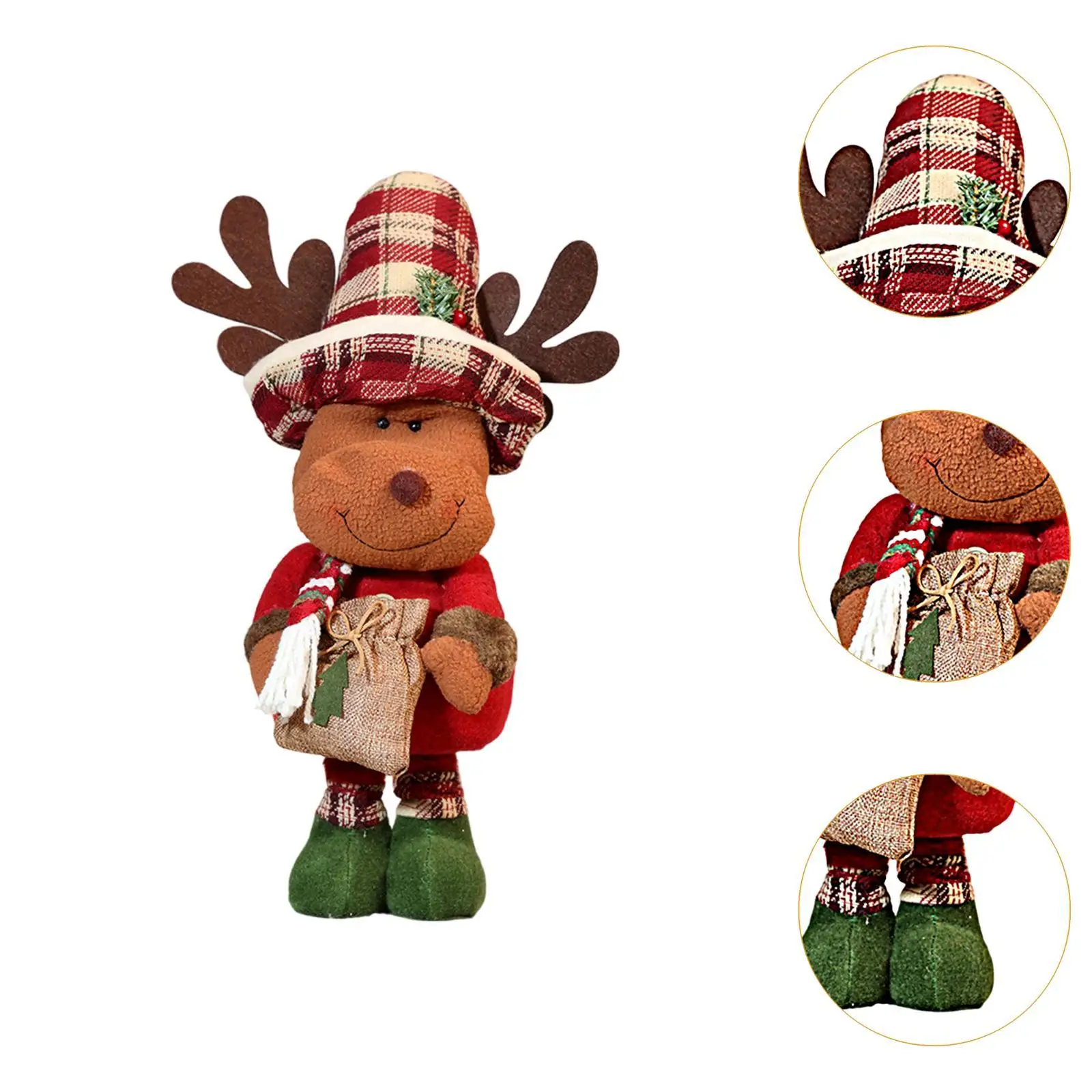 Long Leg Christmas Doll Christmas Decorative Ornament Festive Season Ornament Cartoon Retractable Action Figure for Fireplace