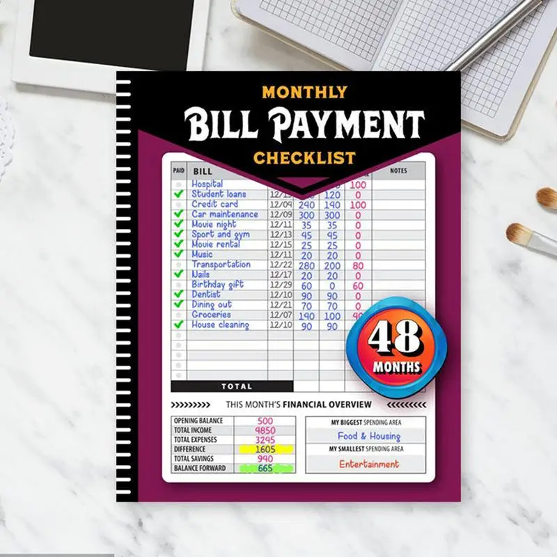 bill checklist pagamento para familia mensal financial budgeting management book expense tracker 4 year guide pagamento de poupanca 01