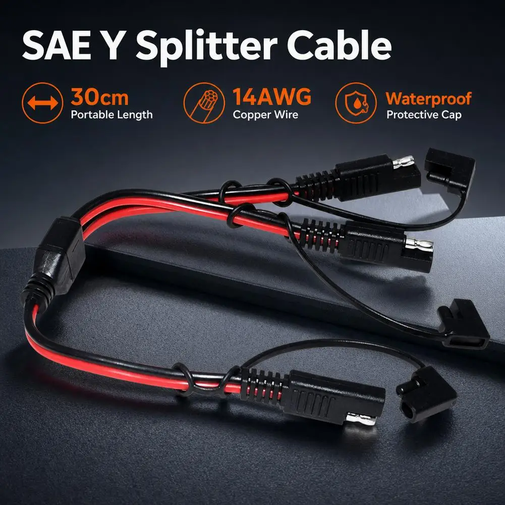 10AWG SAE Y Splitter Cable 1 To 2 Quick Disconnect Connector Solar Panel Extension Wire For Motorcycle Battery Power Adapter