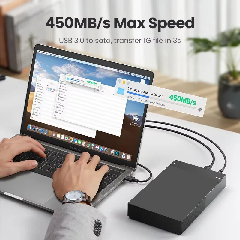 KEBIDUMEI 2.5/3.5 inch External Hard Drive Enclosure SATA to USB 3.0 HDD Case with 12V/2A Power Adapter Support UASP Tool Free